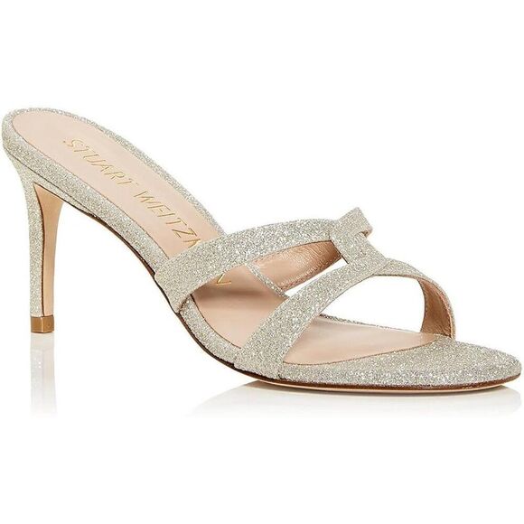 Stuart Weitzman Soiree Sleek Sandal in Platino Size 10.5 - Picture 1 of 7